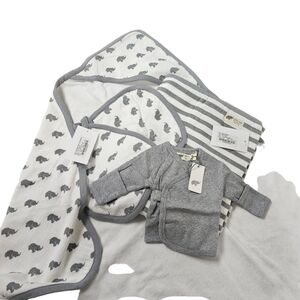 Monica and Andy Gray Stripe Baby Blanket Bundle